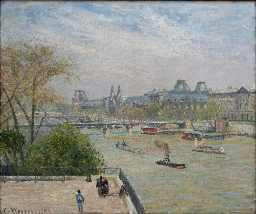 O Louvre, primavera, manhã, sol - Camille Pissarro