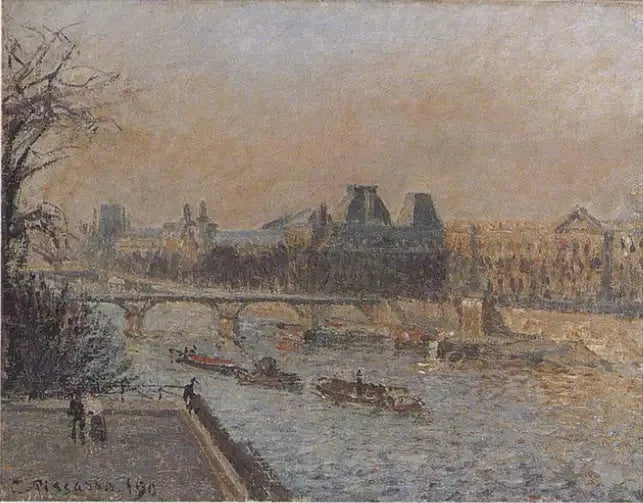 O Louvre, pôr do sol, 3ª série - Camille Pissarro