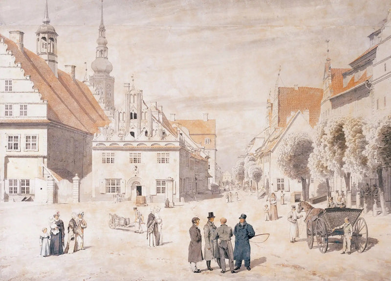 O Mercado de Greifswald - Caspar David Friedrich