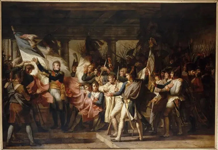 O marechal Ney devolve suas bandeiras aos soldados do 76º regimento de linha, 7 de novembro de 1805 - Charles Meynier