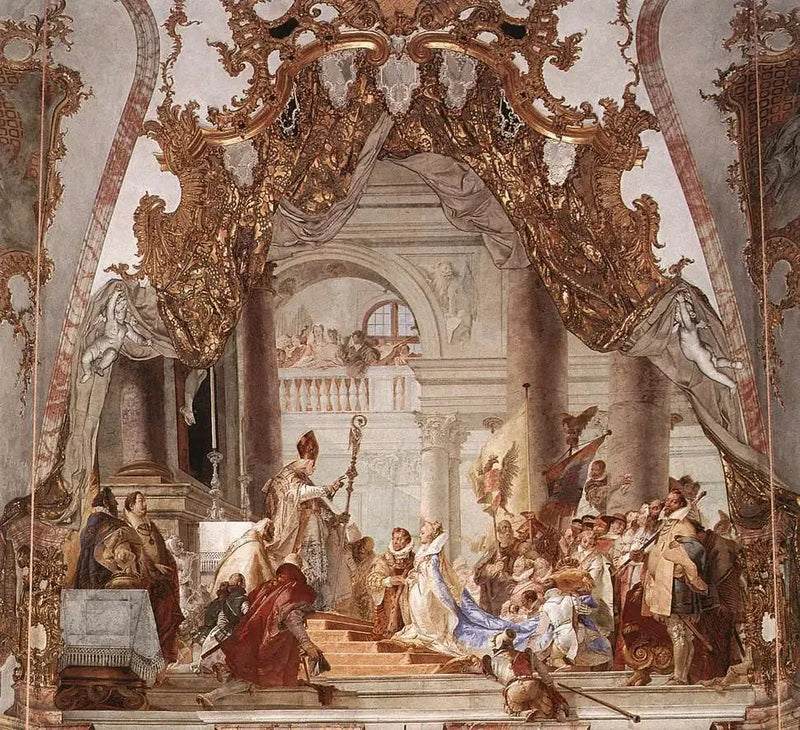 O casamento do Imperador Frederico I. Barbarossa e Beatriz de Borgonha, afresco no teto - Giovanni Battista Tiepolo