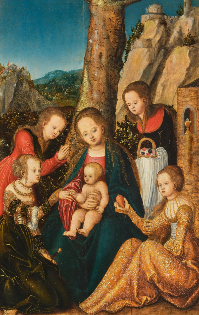 O casamento de Santa Catarina com as santas - Lucas Cranach, o Velho