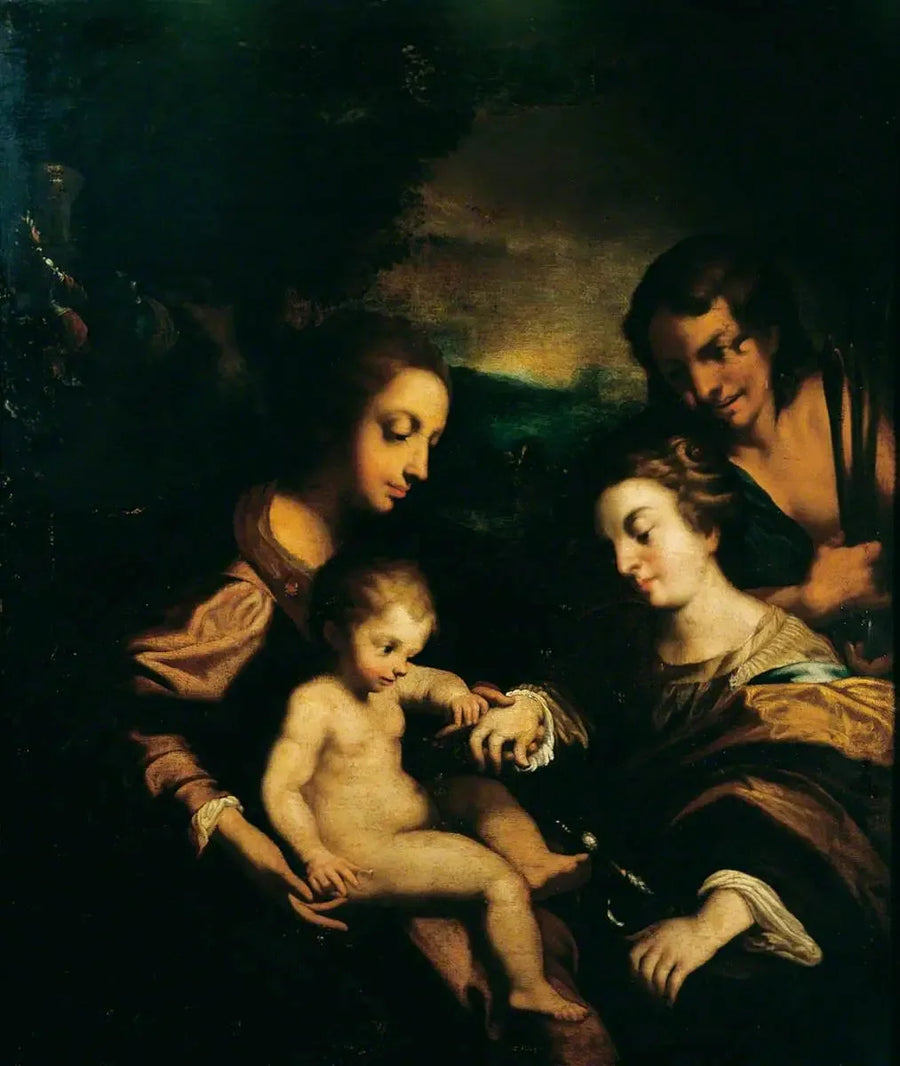 O casamento místico de Santa Catarina com Santo Sebastião - Antonio da Correggio