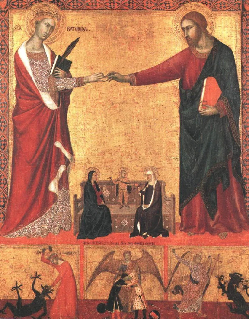 O casamento místico de Santa Catarina - Barna da Siena