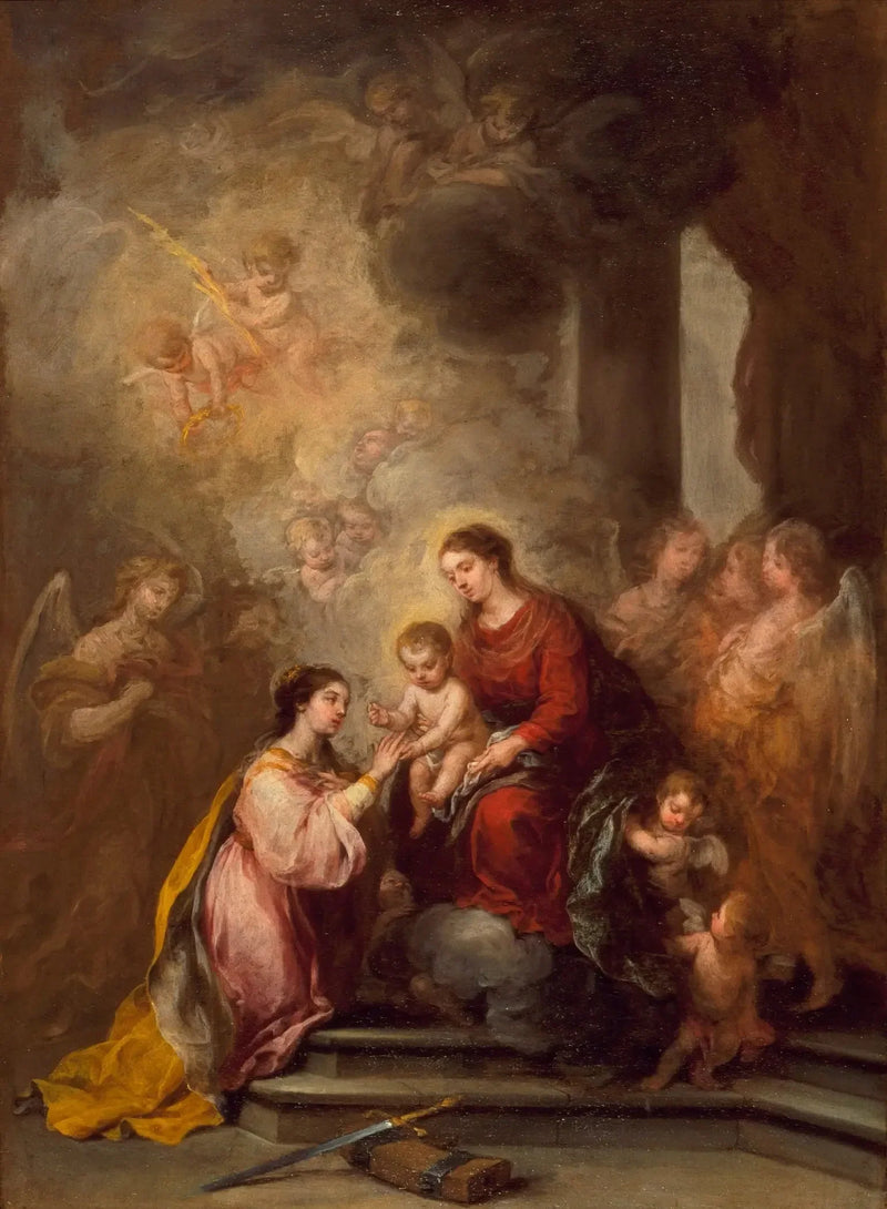 O casamento místico de Santa Catarina - Bartolomé Esteban Murillo