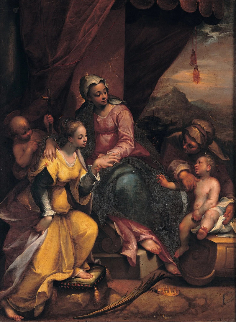 O casamento místico de Santa Catarina - Denis Calvaert