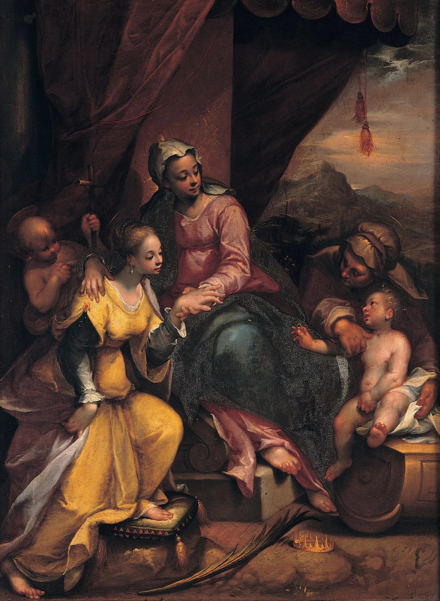 O casamento místico de Santa Catarina - Denis Calvaert