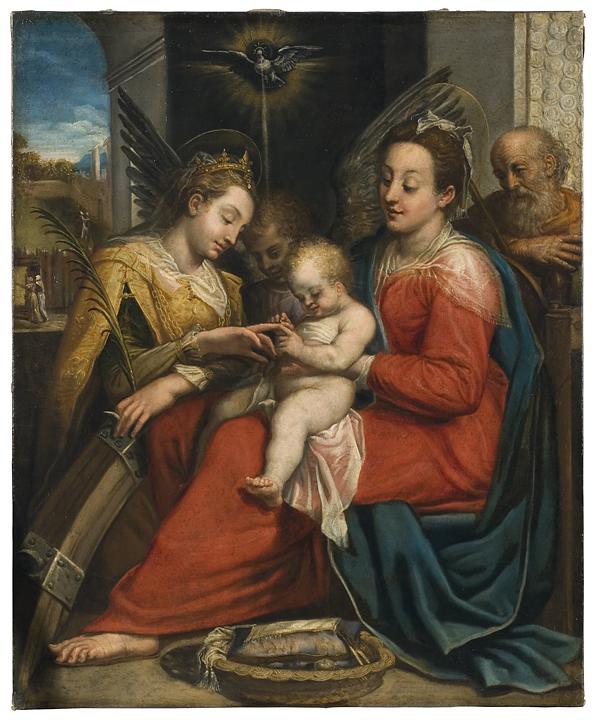 O casamento místico de Santa Catarina - Denis Calvaert