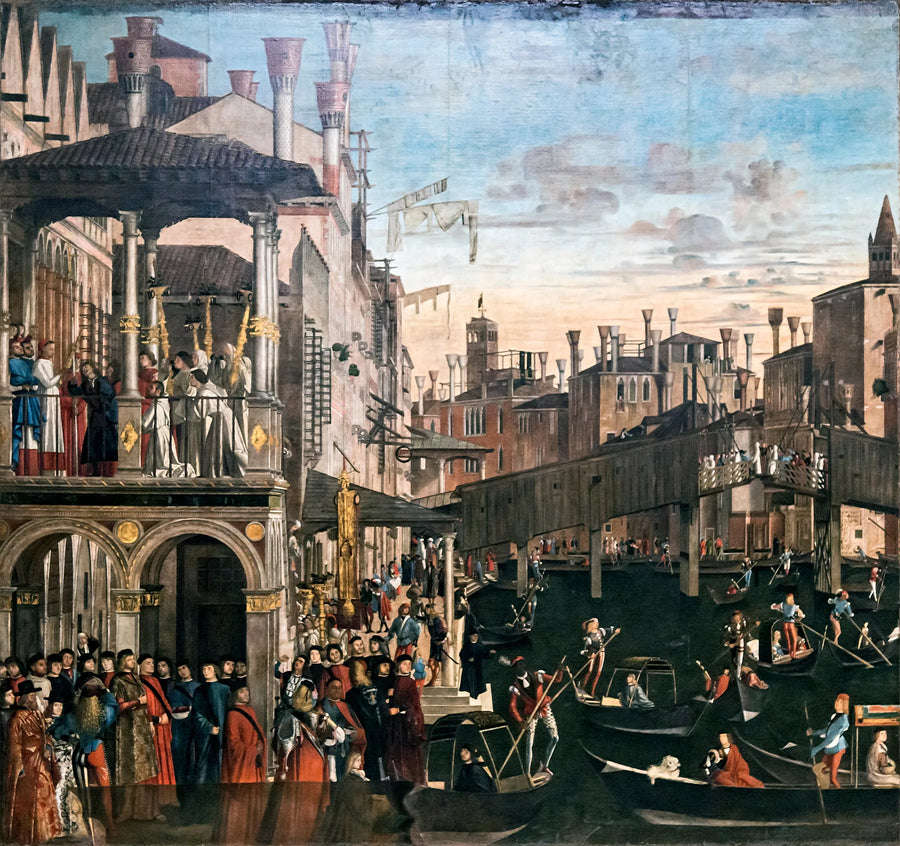 O Milagre da relíquia da Cruz na ponte do Rialto - Vittore Carpaccio