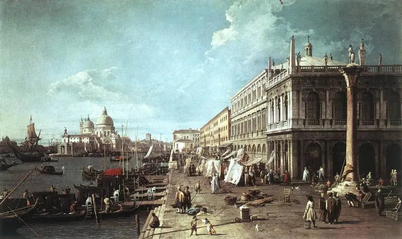 O Môle com a biblioteca e a foz do Grande Canal - Canaletto