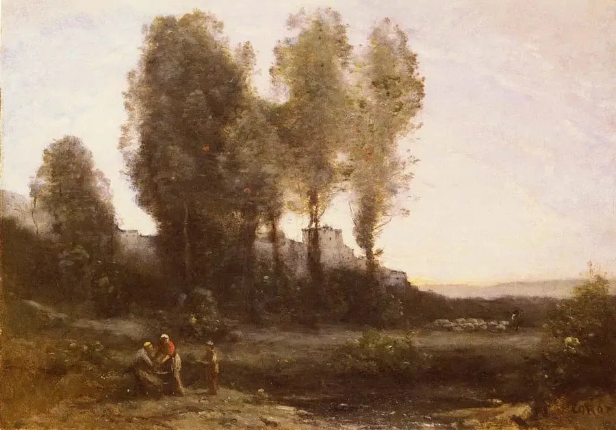 O Mosteiro atrás das árvores - Jean-Baptiste Camille Corot