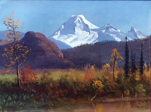 O Monte Baker visto do rio Fraser - Albert Bierstadt