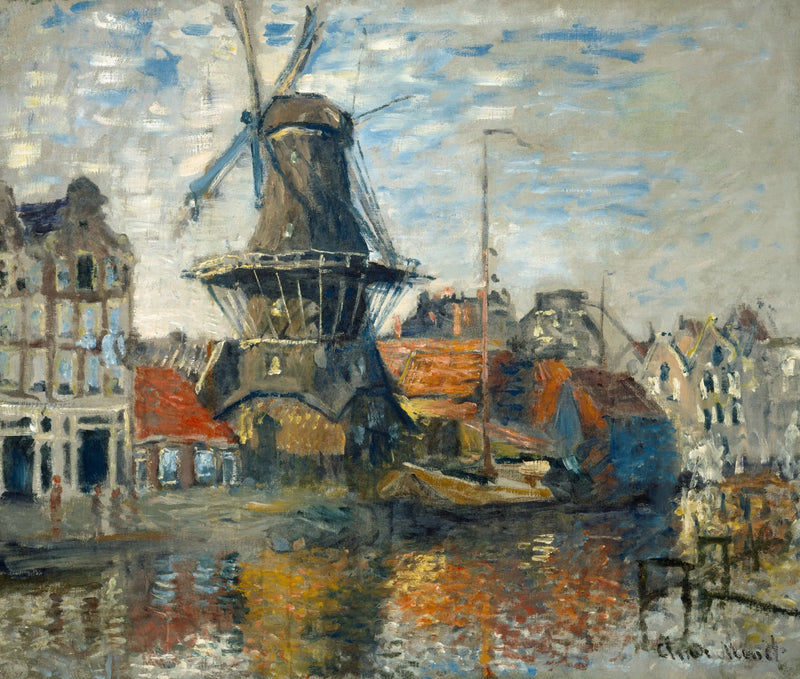 O moinho de vento no gracht Onbekende, Amsterdã - Claude Monet