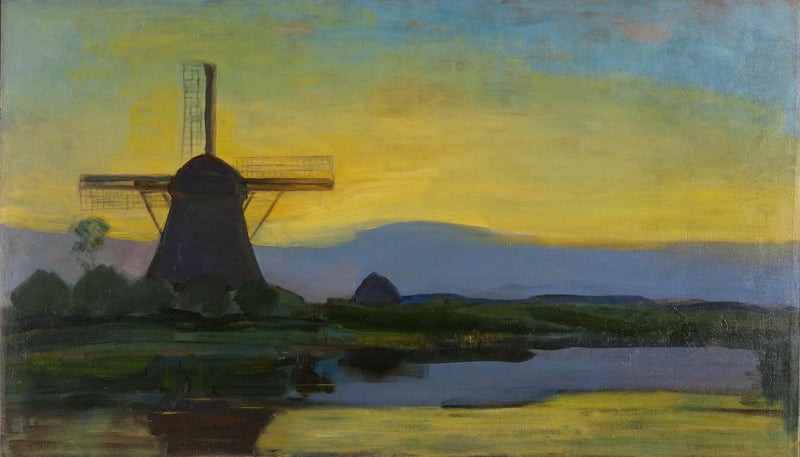 O moinho de Oostzijdse à noite - Piet Mondrian