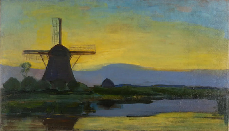 O moinho de Oostzijdse à noite - Piet Mondrian