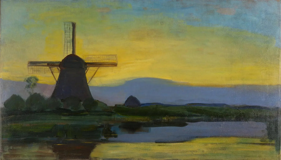 O moinho de Oostzijdse à noite - Piet Mondrian
