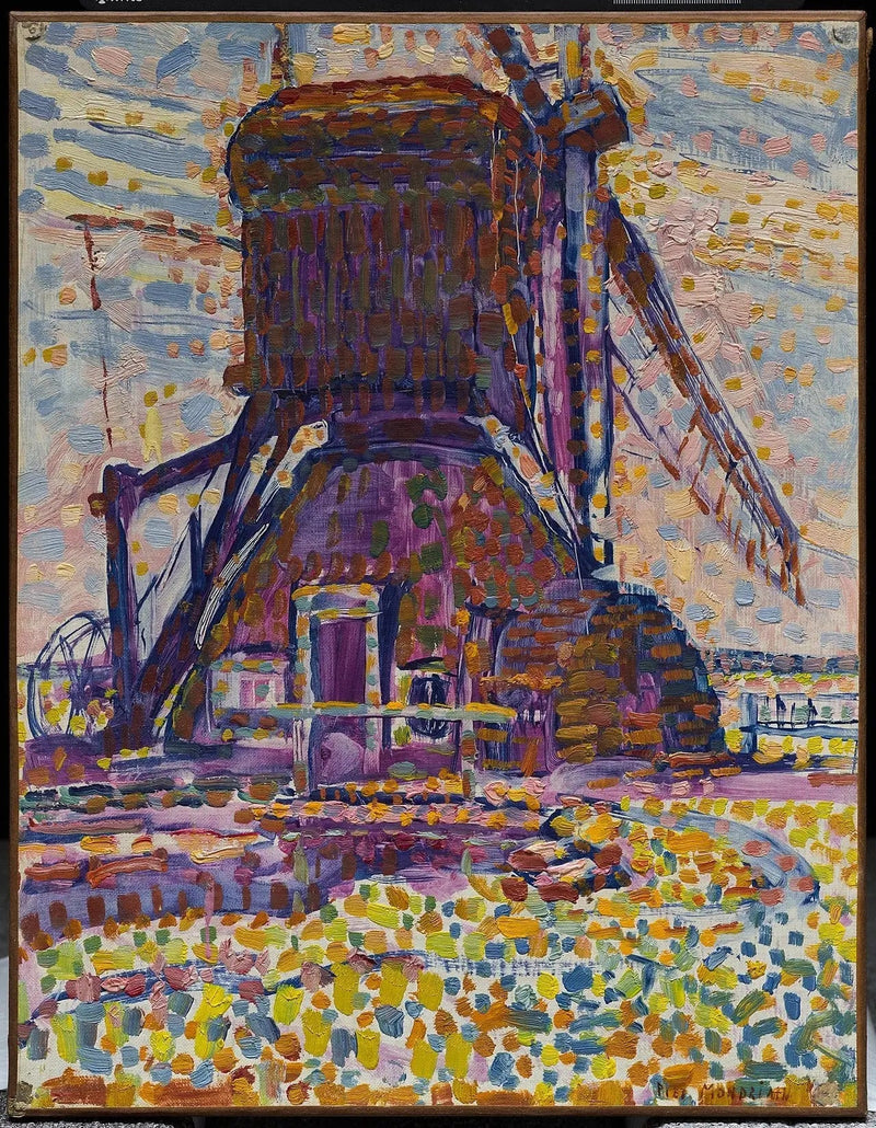 O Moinho de Winkel, versão pontilhista - Piet Mondrian