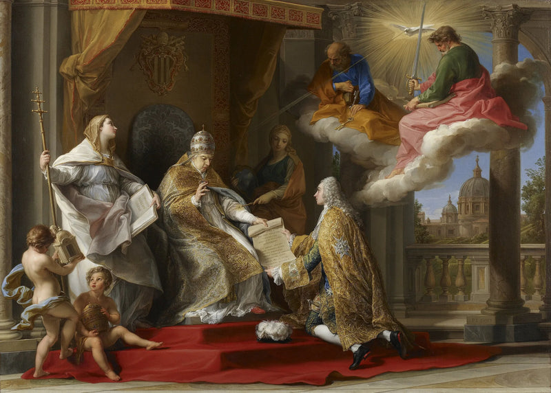 O Papa Bento XIV apresentando a encíclica « Ex Omnibus » ao Conde de Stainville, futuro duque de Choiseul - Pompeo Batoni