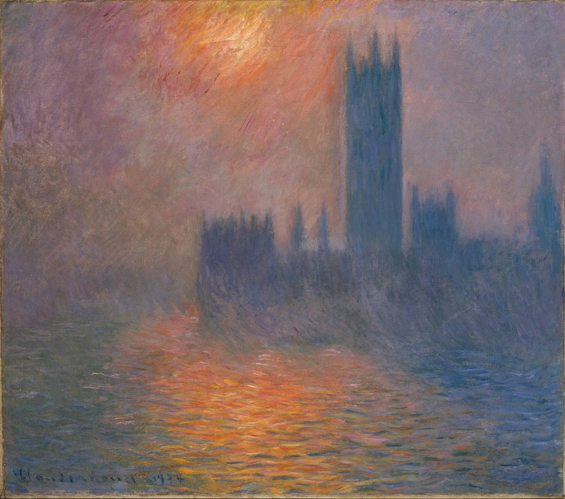 O Parlamento, pôr do sol - Claude Monet