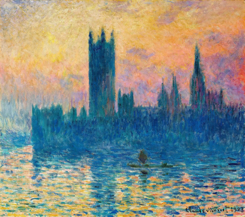 O Parlamento de Londres, pôr do sol - Claude Monet