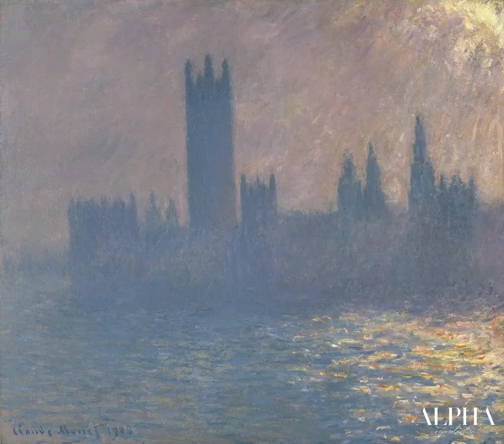 Le Parlement, effet de soleil (W 1597) - Claude Monet - Reproductions de tableaux et peintures haut de gamme