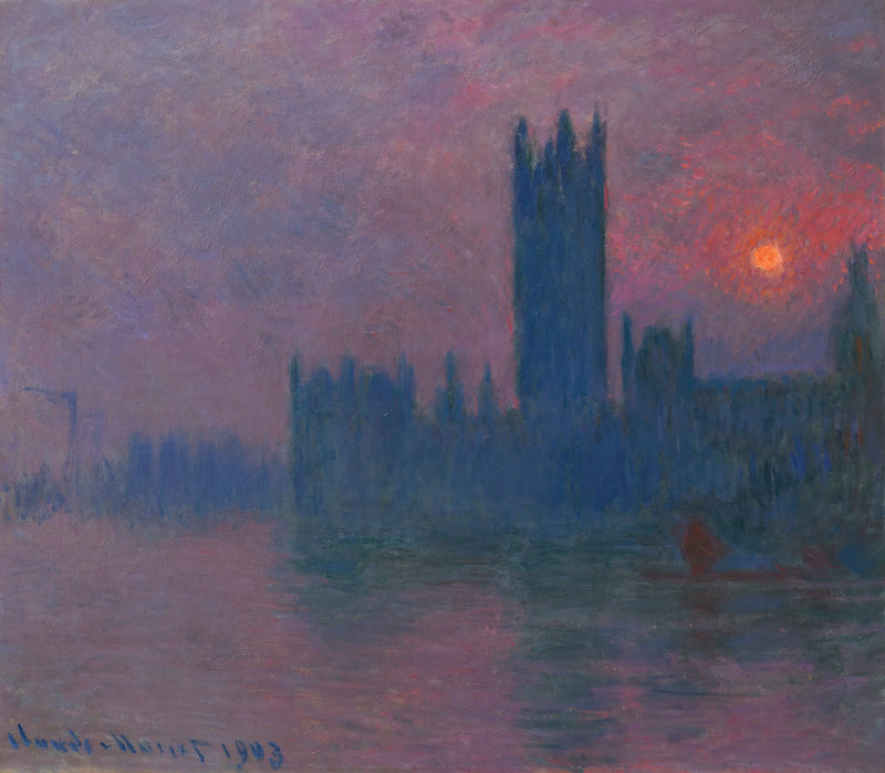 O Parlamento, pôr do sol - Claude Monet