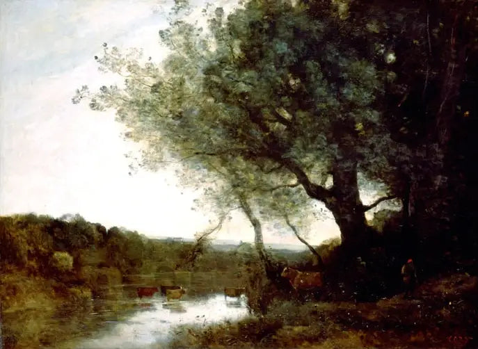 A Travessia do riacho à noite - Jean-Baptiste Camille Corot