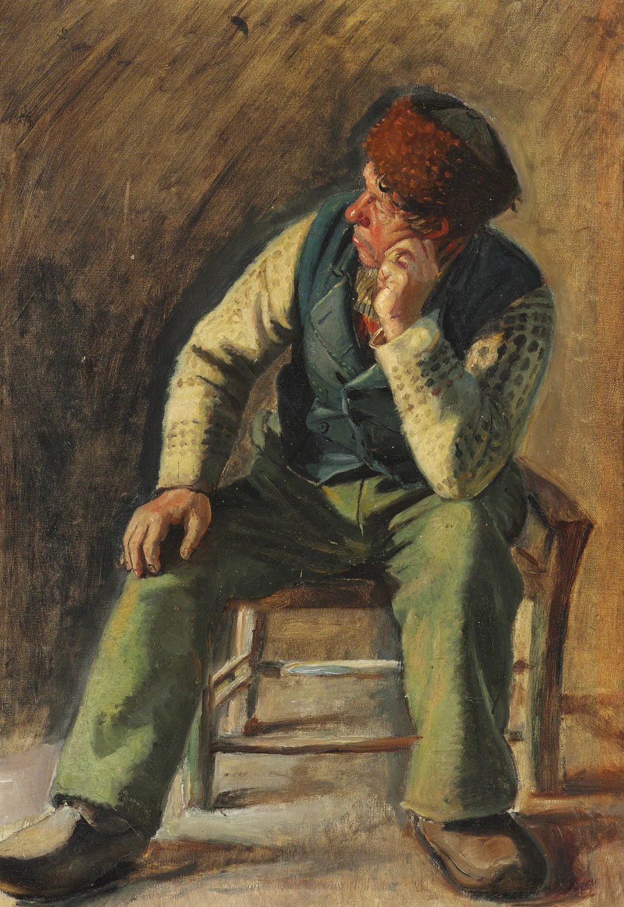 O pescador e salva-vidas Lars Gaihede sentado em uma cadeira. - Michael Peter Ancher