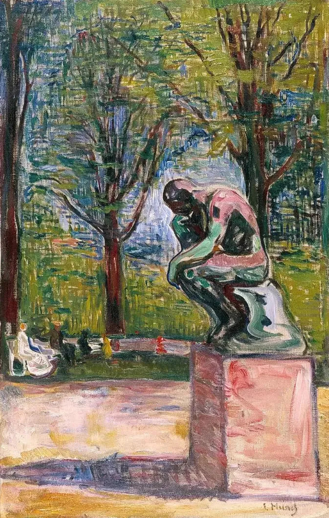 "O Pensador" de Rodin no jardim do Dr. Linde - Edvard Munch