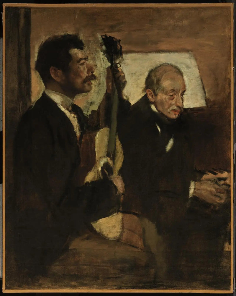 O pai de Degas ouvindo Lorenzo Pagans tocar violão - Edgar Degas
