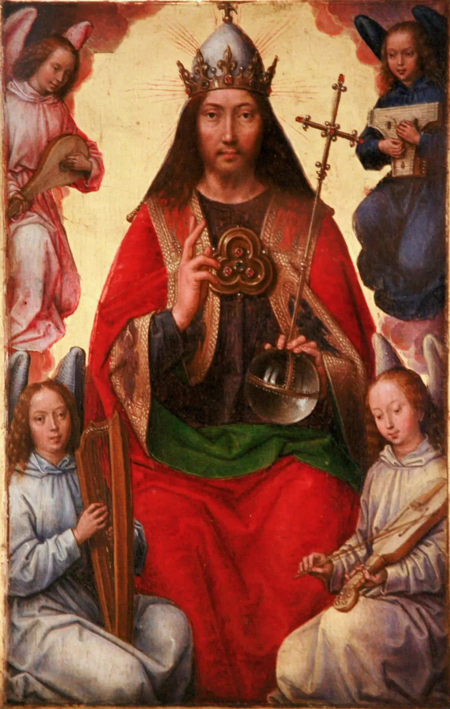 O Pai Eterno cercado por anjos - Hans Memling