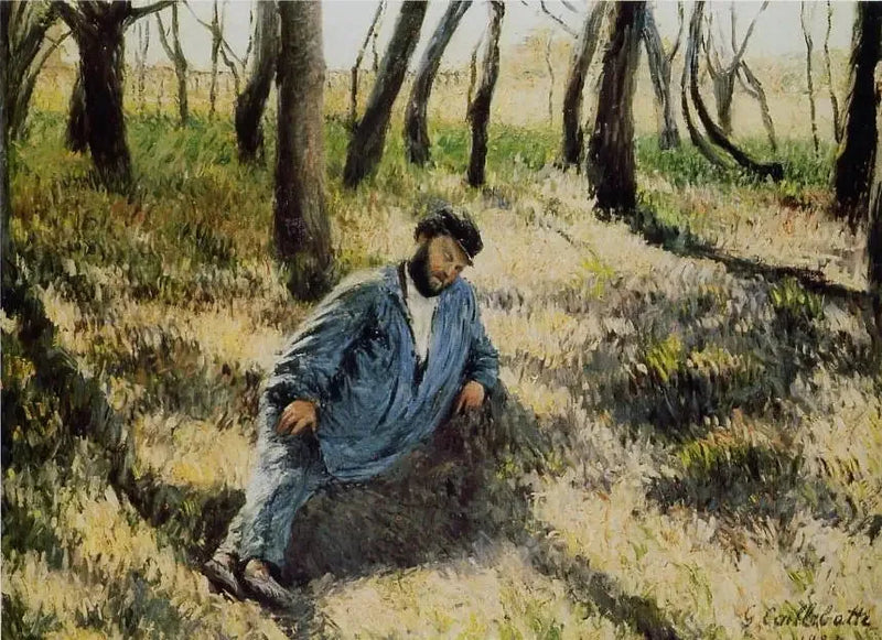 O pai Magloire deitado em uma madeira - Gustave Caillebotte