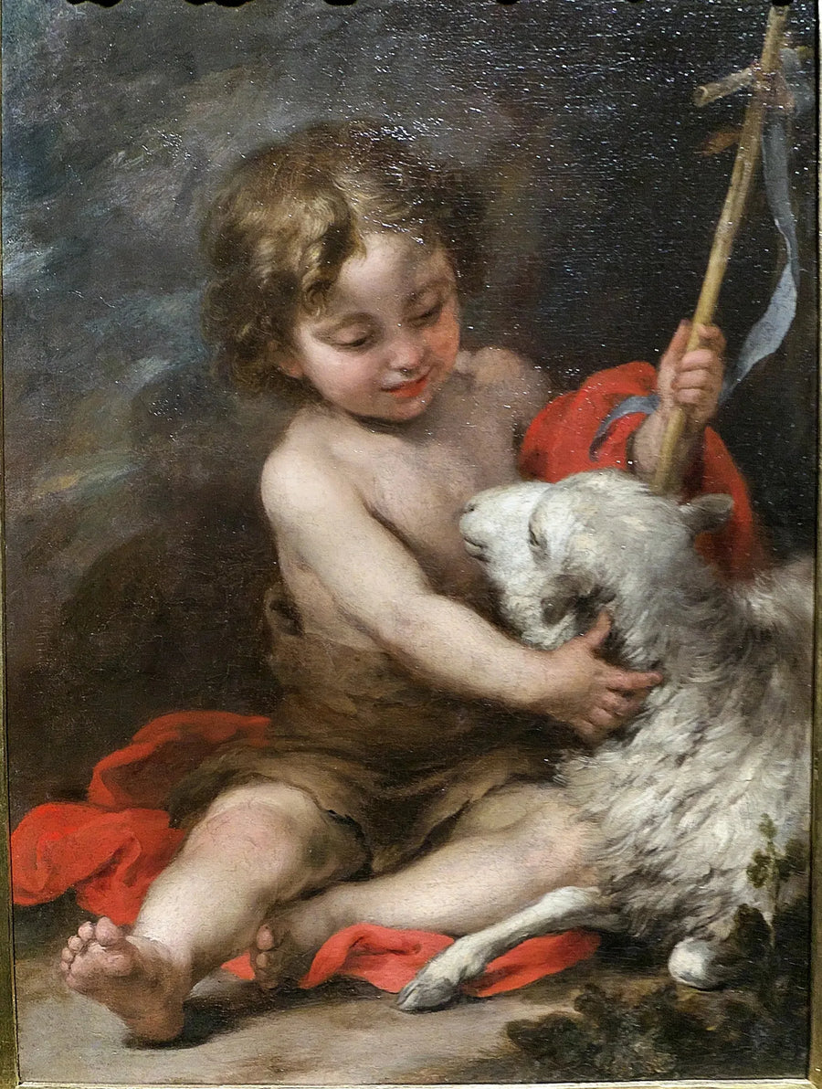 O pequeno São João brincando com um cordeiro - Bartolomé Esteban Murillo