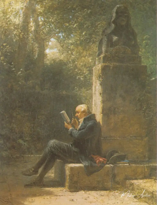 Le philosophe (Le lecteur dans le parc) - Carl Spitzweg - Reproductions de tableaux et peintures haut de gamme