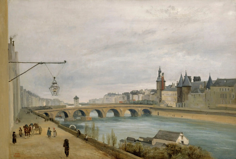 O Ponto de Troca, visto do cais de Gesvres (1830) - Jean-Baptiste Camille Corot