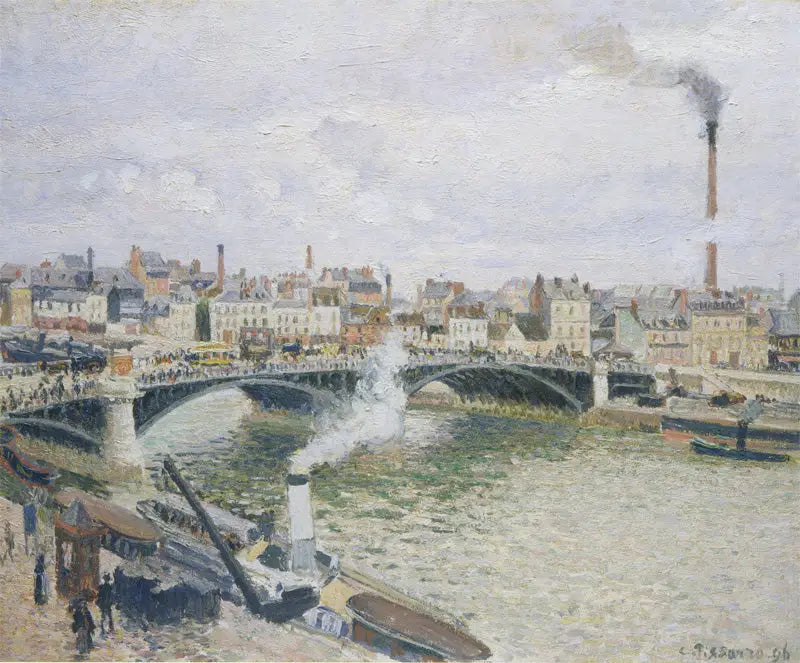 A Ponte Boieldieu em Rouen, manhã, tempo úmido - Camille Pissarro