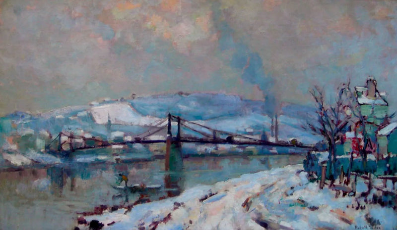 A ponte de Elbeuf sob a neve - Robert Antoine Pinchon