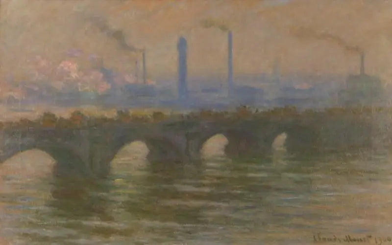A ponte de Waterloo, tempo nublado - Claude Monet