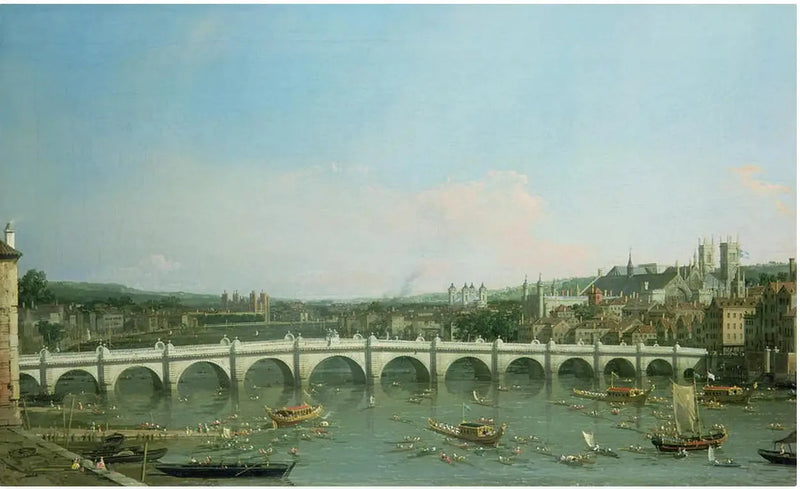 Ponte de Westminster vista do norte com o cortejo do Lord-Almirante - Canaletto