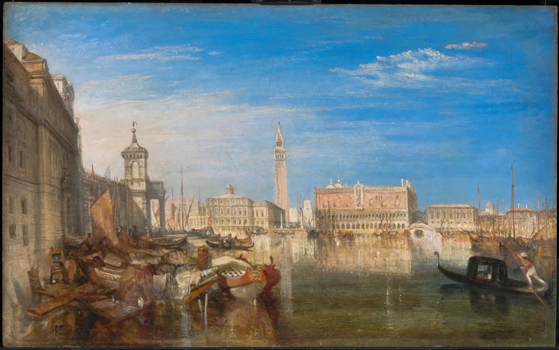 A ponte dos suspiros, o palácio dos doges e a alfândega, Veneza. Canaletto pintando - J. M. W. Turner