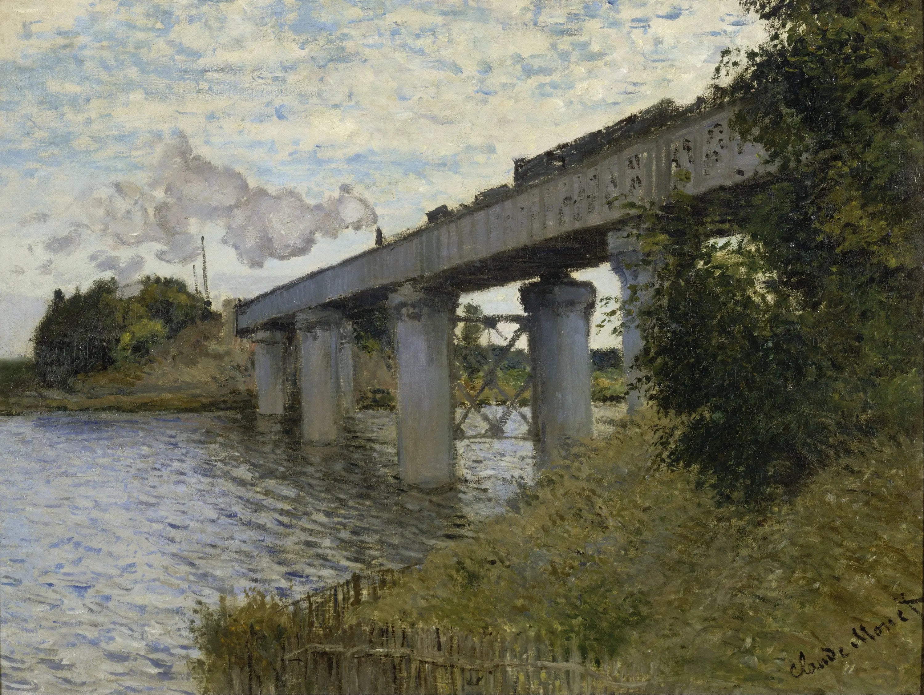 Reproduction du tableau « Le Pont du chemin de fer à Argenteuil - Claude Monet » par Alpha Reproduction en peinture à l’huile