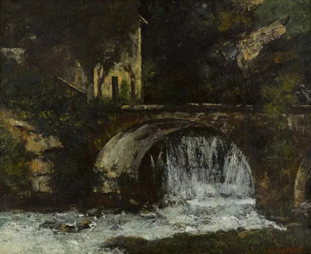 A ponte do moinho (fonte do Loue) - Gustave Courbet