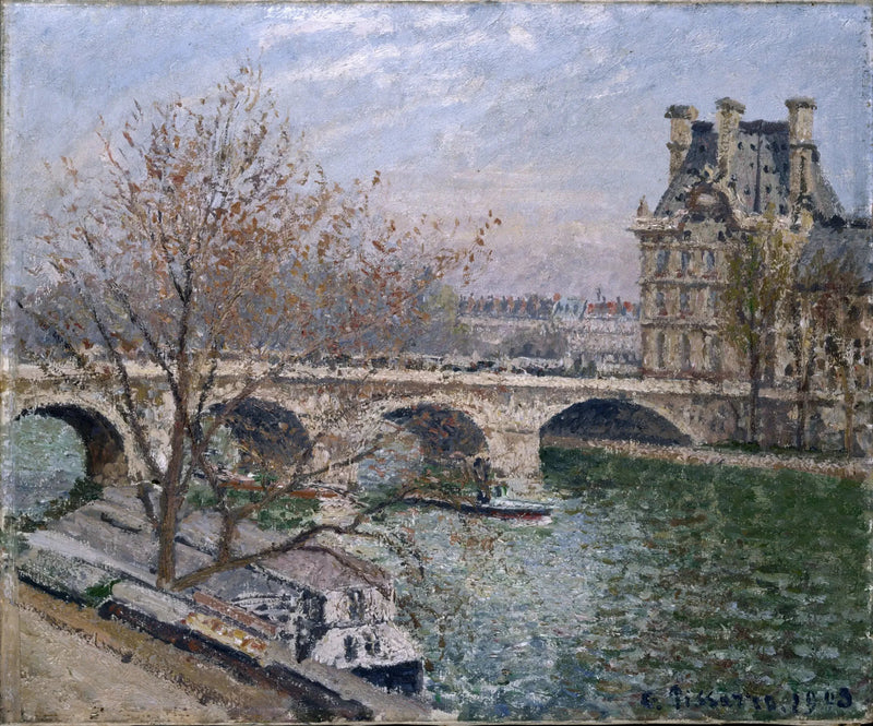 A Ponte Royal e o Pavilhão de Flore, Manhã, Sol - Camille Pissarro