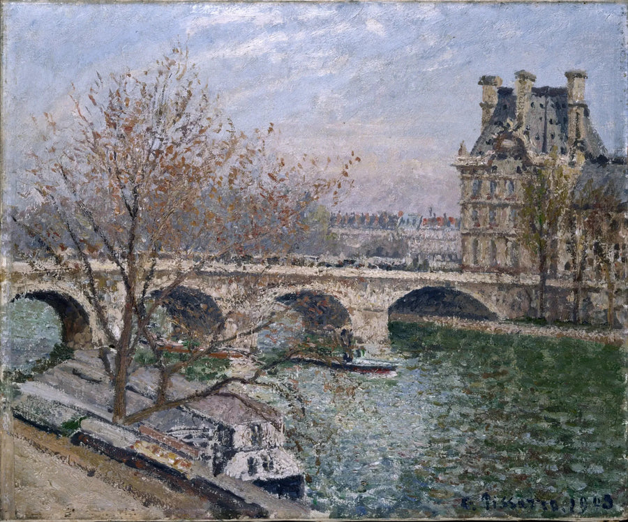 A Ponte Royal e o Pavilhão de Flore, Manhã, Sol - Camille Pissarro