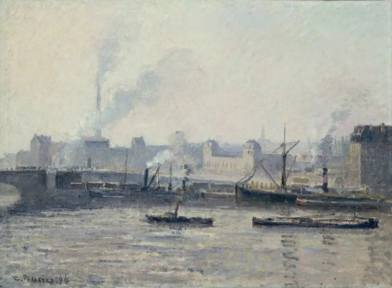 A ponte Saint-Sever, Rouen: Névoa - Camille Pissarro