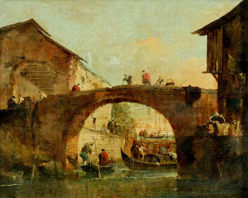 A ponte sobre o Brenta em Dolo (la Porta del Dolo) - Francesco Guardi