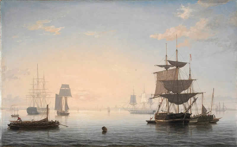 O porto de Boston, com a cidade ao longe - Fitz Henry Lane