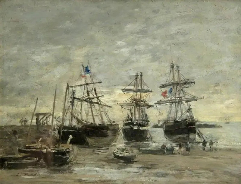 O porto de Portrieux na maré baixa - Eugène Boudin