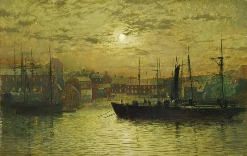 O porto de Whitby à luz da lua - John Atkinson Grimshaw