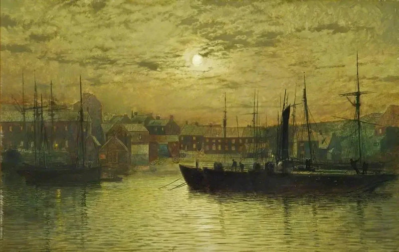 O porto de Whitby à luz da lua - John Atkinson Grimshaw